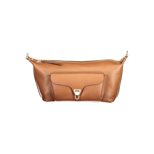 Handbag by Coccinelle for women in leather brown & signature features an refined silhouette, showcasing a secure zipper, ample external-pockets & internal-pockets, and versatile shoulder-strap & adjustable-strap for a sophisticated refined aesthetic.