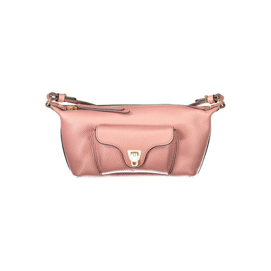 Handbag by Coccinelle for women in leather pink & signature features an refined silhouette, showcasing a secure zipper, ample external-pockets, and versatile shoulder-strap & adjustable-strap for a sophisticated refined aesthetic.