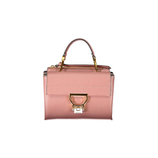 Handbag by Coccinelle for women in leather pink & signature presents a ornamental silhouette, showcasing a secure snap & zipper, ample built-in-compartments, and versatile shoulder-strap & adjustable-strap for a ornamental finish.
