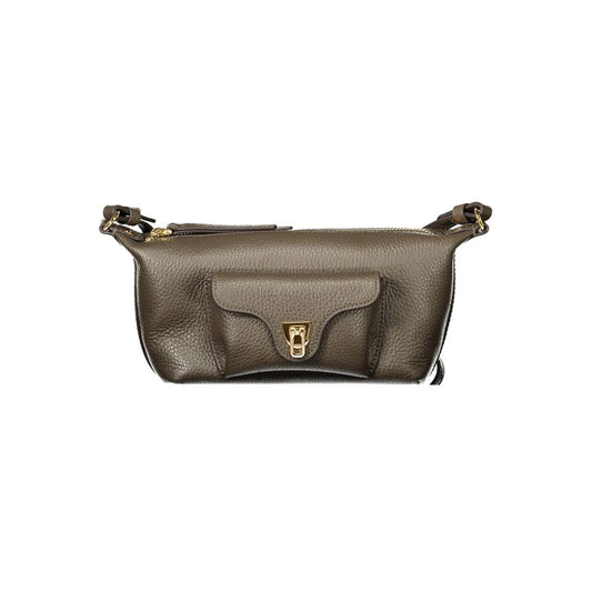 Handbag by Coccinelle for women in leather brown & signature features a ornamental silhouette, showcasing a secure zipper, ample external-pockets, and ornamental shoulder-strap & adjustable-strap for a sophisticated look.