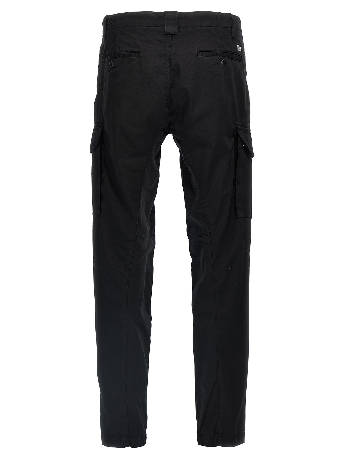 Cargo Pants by C.P. Company for men in stretch cotton black & signature features a sartorial silhouette, showcasing a sophisticated straight-leg with a refined long and elegant .