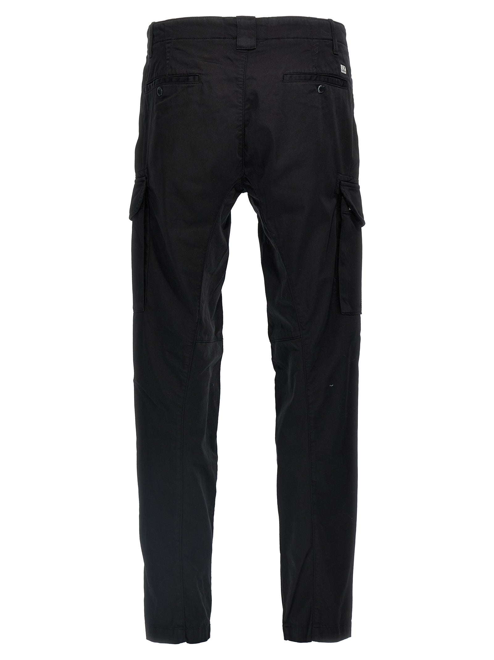 Cargo Pants by C.P. Company for men in stretch cotton black & signature features a sartorial silhouette, showcasing a sophisticated straight-leg with a refined long and elegant .