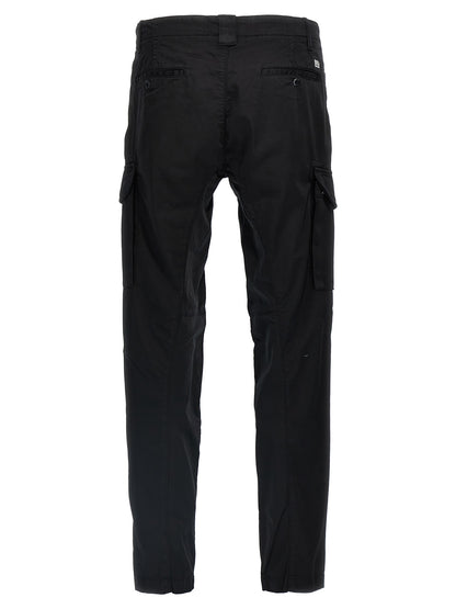 Cargo Pants by C.P. Company for men in stretch cotton black & signature features a sartorial silhouette, showcasing a sophisticated straight-leg with a refined long and elegant .