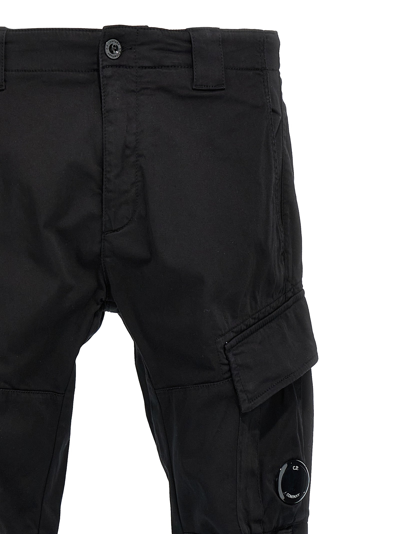 Cargo Pants by C.P. Company for men in stretch cotton black & signature features an tailored straight-leg with a and long, creating a tailored utilitarian silhouette.