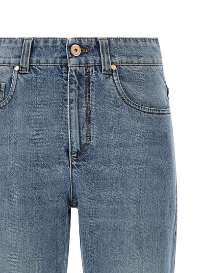 Brunello Cucinelli Blue Cotton Cropped Jeans