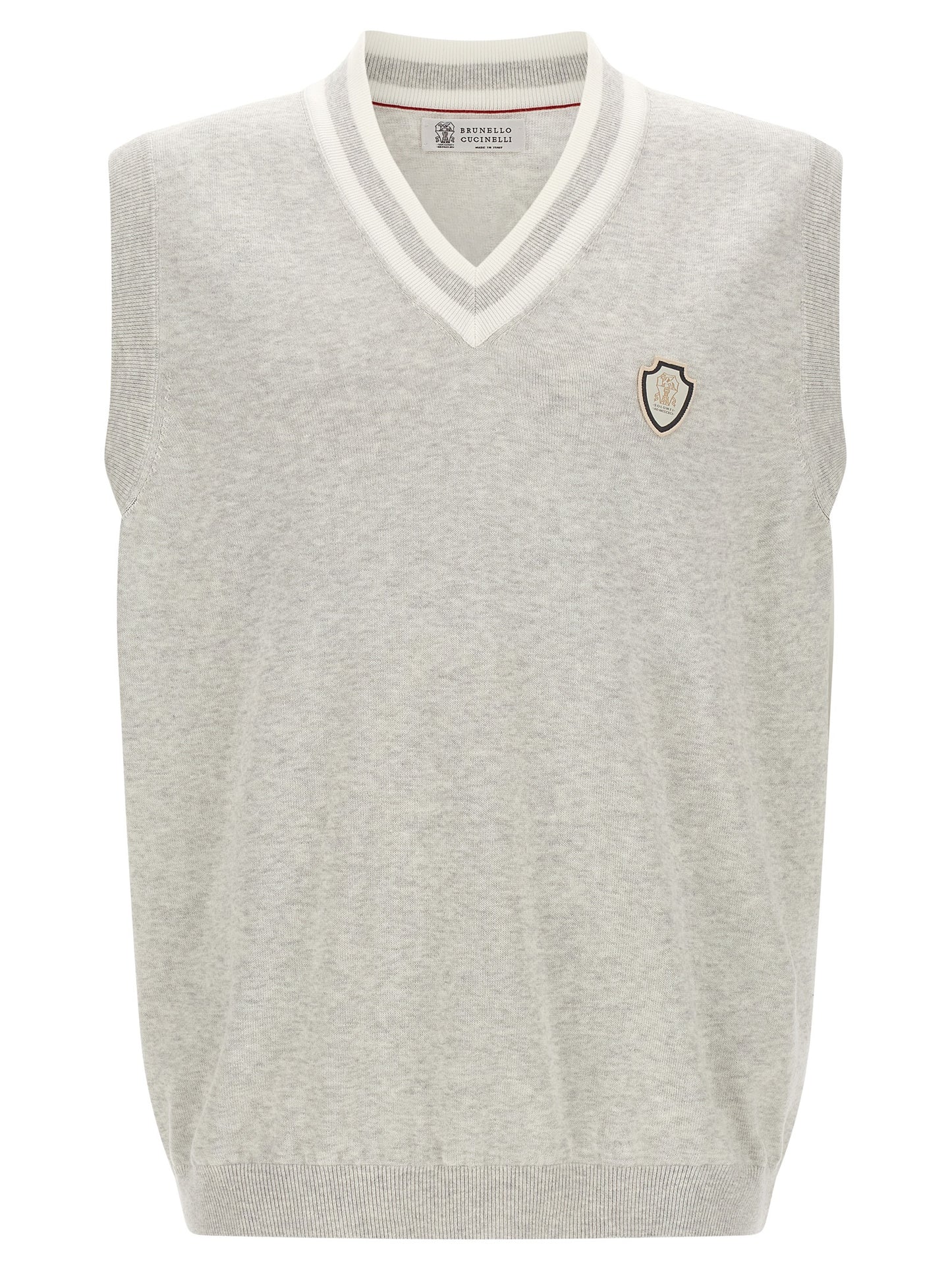 Brunello Cucinelli Gray Cotton Sleeveles Sweater