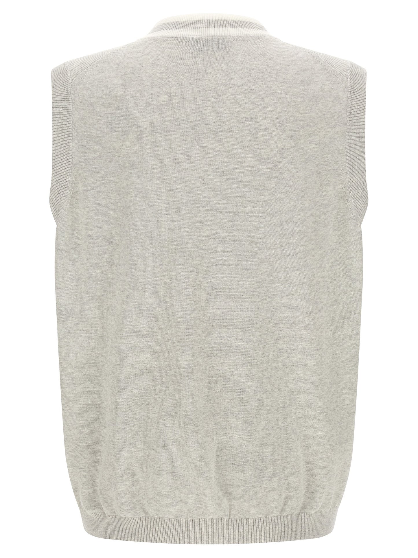 Brunello Cucinelli Gray Cotton Sleeveles Sweater