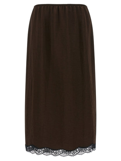 Twinset Brown Marabou Midi Skirt