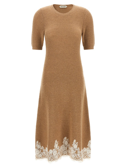 Alberta Ferretti Brown Cashmere Midi Dress