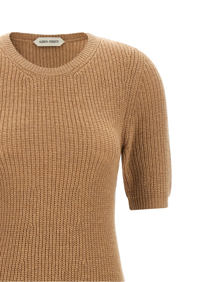 Alberta Ferretti Brown Cashmere Midi Dress