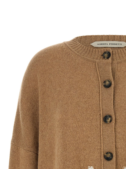 Alberta Ferretti Brown Cashmere Cardigan