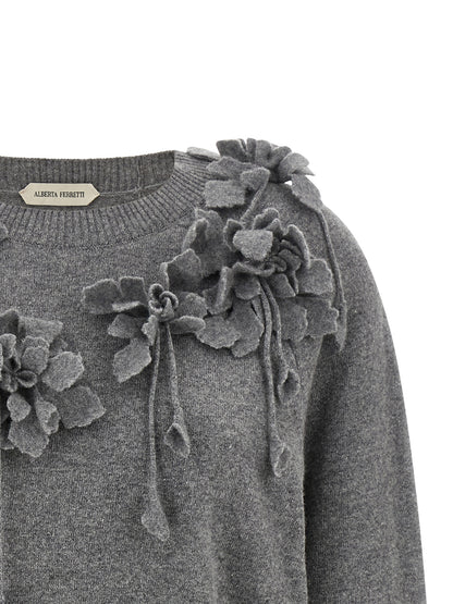 Alberta Ferretti Gray Virgin Wool Cardigan