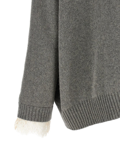 Alberta Ferretti Gray Cashmere Cardigan