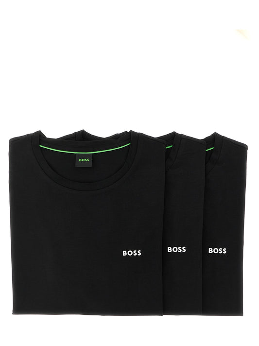 T-Shirt by Hugo Boss for men in stretch cotton black, green & signature features an on trend silhouette, perfectly showcasing a on trend short-sleeve and crew neckline for an elevated aesthetic.