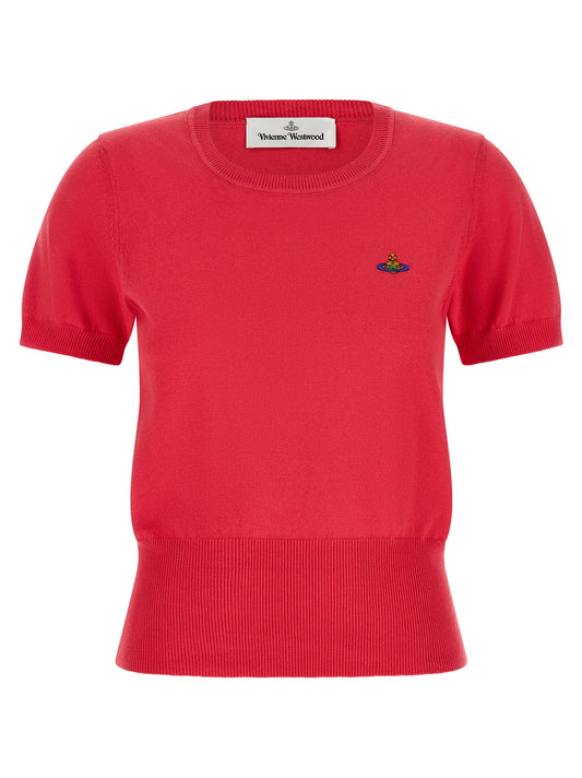 T-Shirt by Vivienne Westwood for women in cashmere cotton blend multicolor & red showcases a chic silhouette, artfully detailed with a chic and short-sleeve for a chic finish.