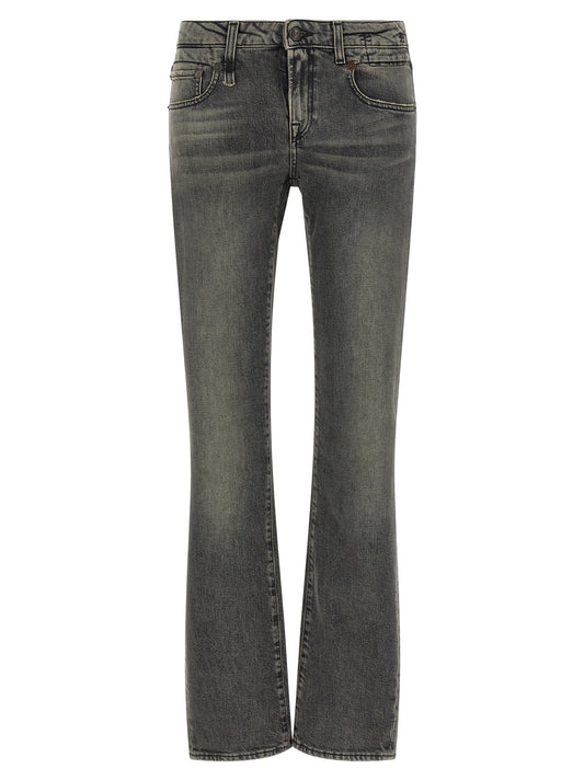 Jeans by R13 for women in stretch denim cotton black, dark-gray, gold & signature features an sophisticated low rise and bootcut with a precise long, creating a sophisticated and sophisticated silhouette.