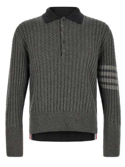 Thom Browne Gray Virgin Wool Polo Shirt
