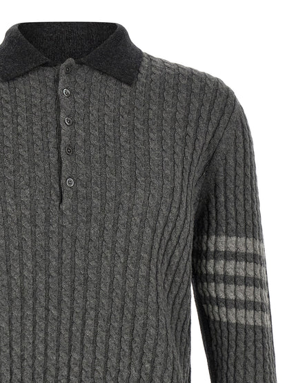 Thom Browne Gray Virgin Wool Polo Shirt