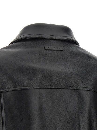 Marni Black Calfskin Leather Jacket