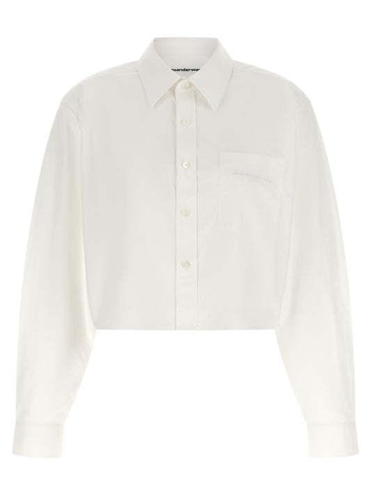 Blouse by Alexander Wang for women in cotton white features an polished silhouette, showcasing a sophisticated square neckline and long-sleeve detail for a truly polished finish.