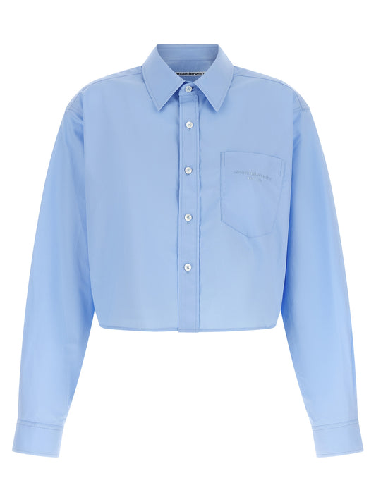 Blouse by Alexander Wang for women in cotton light-blue, featuring a nuanced long-sleeve and nuanced for a sophisticated finish.