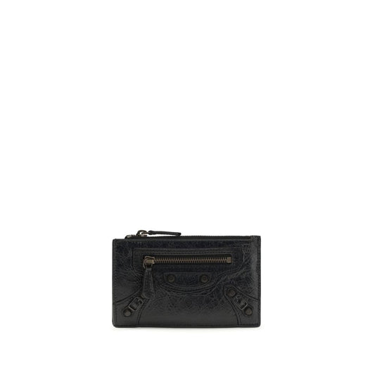 Cardholder Wallet by Balenciaga for women in bos taurus calf suede leather black features a streamlined silhouette, showcasing the streamlined Le City Bos Taurus Calf Suede Leather Cardholder Wallet design with sophisticated card-organization coin-purse for a premium look.