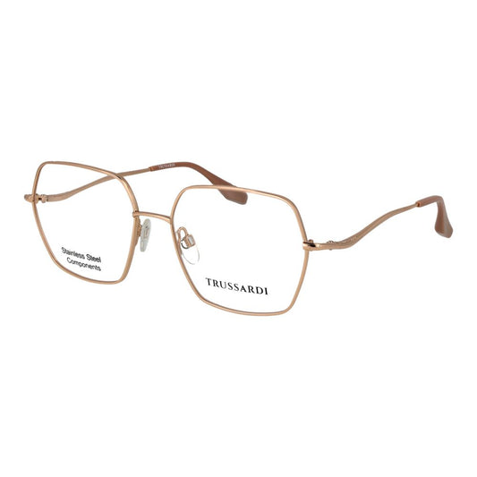 Eyeglasses Frames by Trussardi for women in stainless steel rose-gold features an refined silhouette, showcasing the refined rose-gold coloured frame and sophisticated full-frame frame design.
