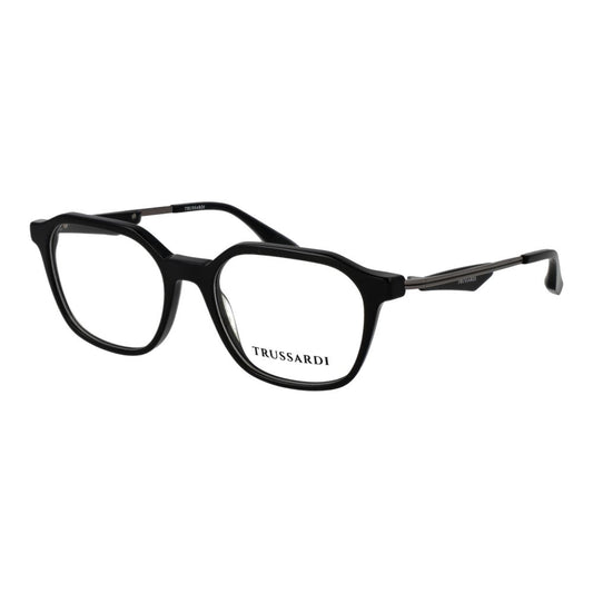 Eyeglasses Frames by Trussardi for men in acetate black features a refined silhouette, showcasing a refined black coloured frame and full-frame frame design for a sophisticated, premium look.