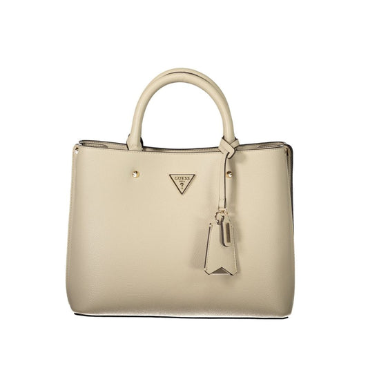 Handbag by Guess Jeans for women in polyurethane beige features a refined silhouette, showcasing a secure snap & zipper, organized document-holder, external-pockets & internal-pockets, and versatile shoulder-strap, adjustable-strap & handle for a refined finish.