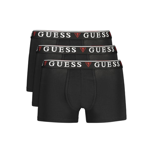 Underwear Boxer Shorts by Guess Jeans for men in stretch cotton black, signature & print features an sleek fit, showcasing the sleek design of this Men's Stretch Cotton Underwear Boxer Shorts.