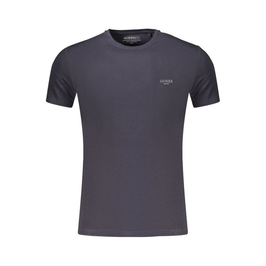 Activewear T-Shirt by Guess Jeans for men in stretch organic cotton blue & print features an athletic silhouette with sleeves and a crew neckline neckline, enhanced by high-performance .