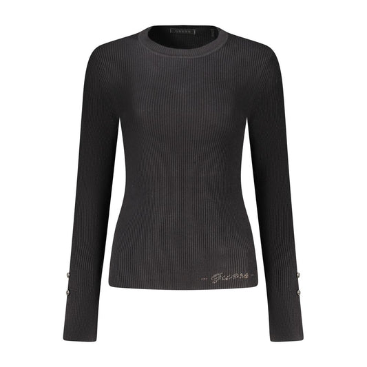 Sweatshirt by Guess Jeans for women in viscose & polyamide black features an exquisite silhouette, showcasing and crew neckline details for a exquisite look.
