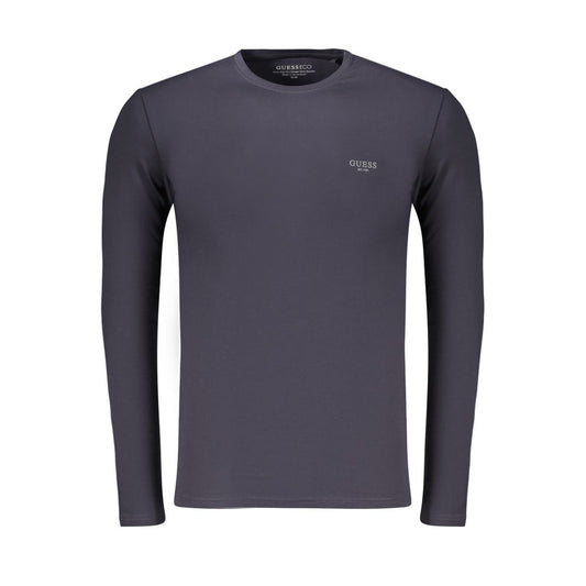 Activewear T-Shirt by Guess Jeans for men in stretch organic cotton blue & print features an athletic silhouette with long-sleeve sleeves and a crew neckline neckline, enhanced by high-performance .