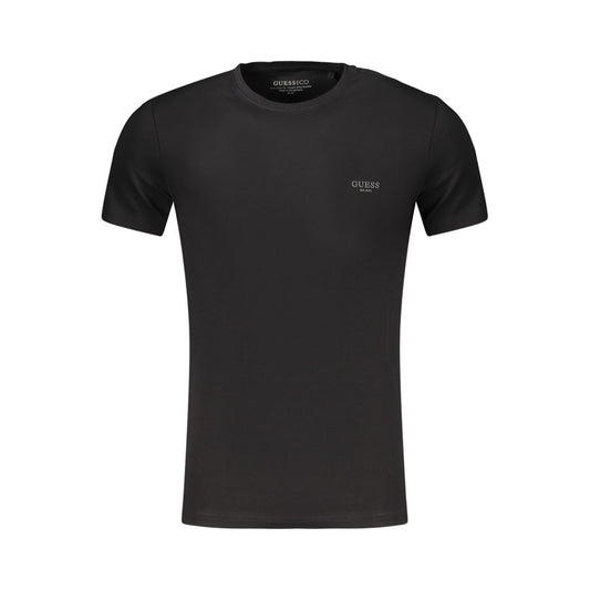 Activewear T-Shirt by Guess Jeans for men in stretch organic cotton black & print features an contemporary design with , a short-sleeve length, and a contemporary crew neckline.