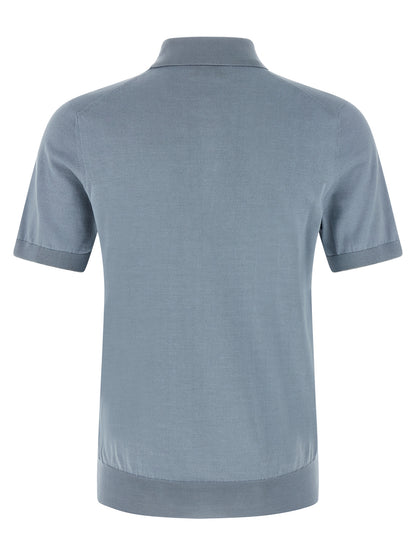Brunello Cucinelli Blue Cotton Polo Shirt