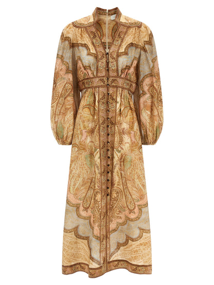 Zimmermann Brown Linen Midi Dress
