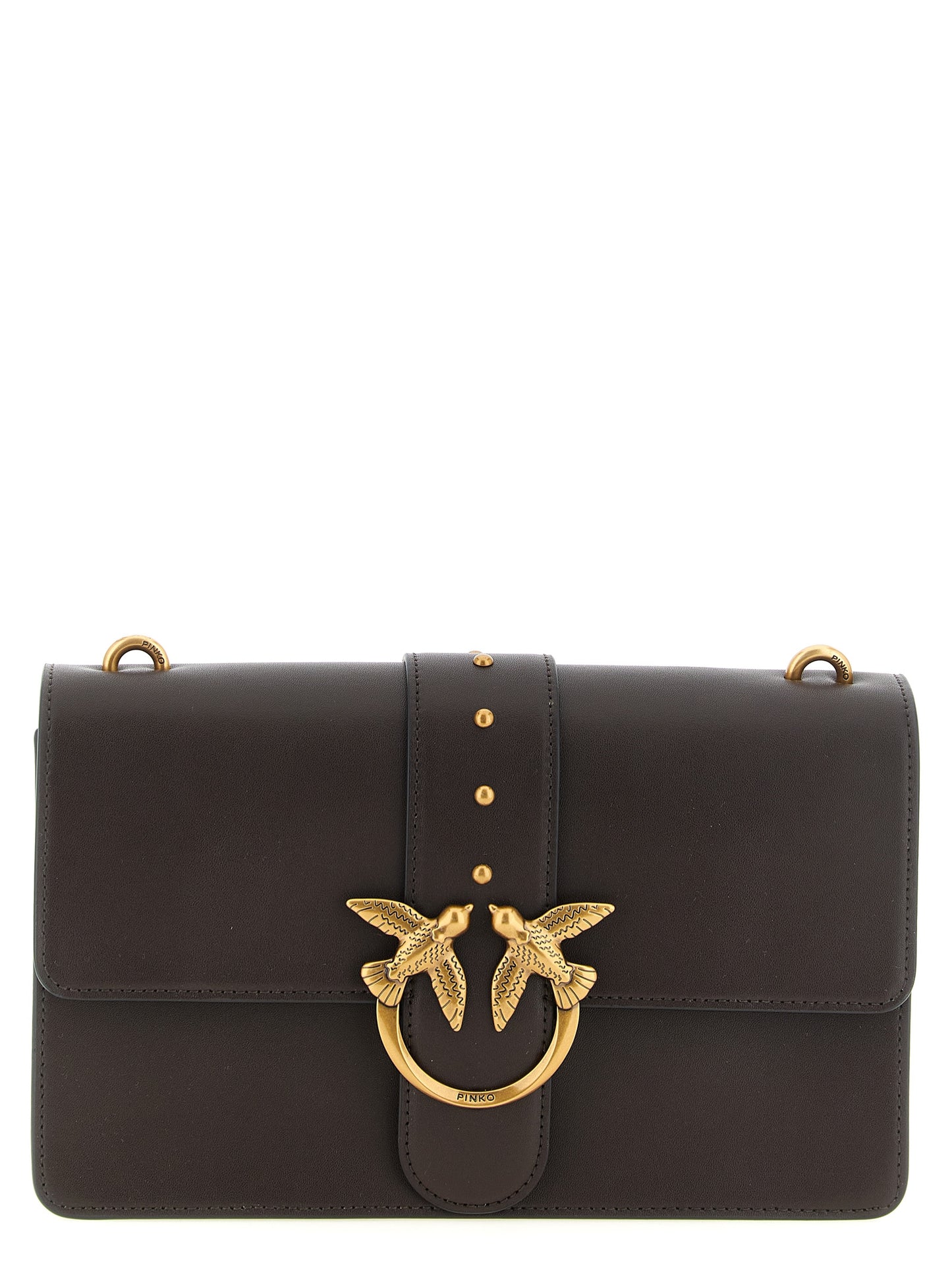PINKO Brown Calfskin Crossbody Bag