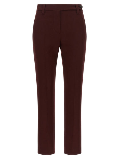 Brunello Cucinelli Bordeaux Cotton Casual Pants