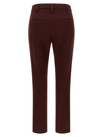 Brunello Cucinelli Bordeaux Cotton Casual Pants