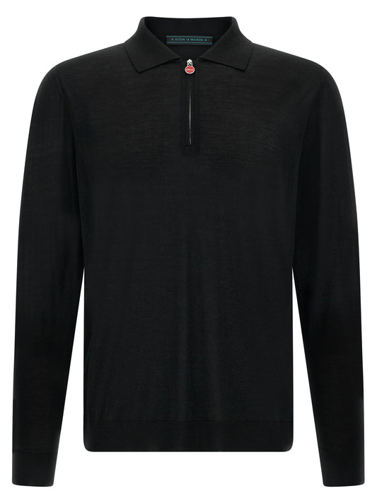 Polo Shirt by Kiton for men in wool black & red presents a distinguished silhouette, showcasing a sophisticated and distinguished for a truly distinguished finish.