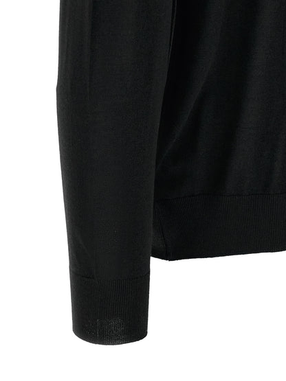 Kiton Black Wool Polo Shirt