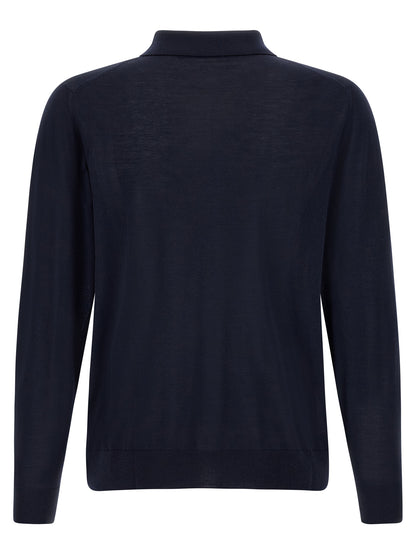 Kiton Blue Wool Polo Shirt