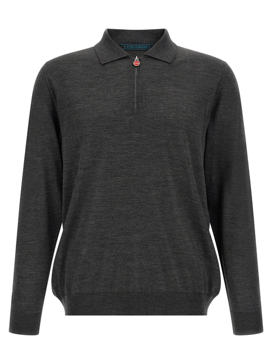 Polo Shirt by Kiton for men in wool dark-gray & red features a eye catching silhouette, showcasing a refined and for a eye catching finish.