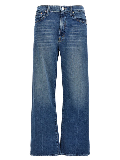 Jeans by Mother Denim for women in denim cotton blue presents a refined pantology silhouette, artfully defined by a refined pantology straight-leg & wide, long, and a sophisticated .