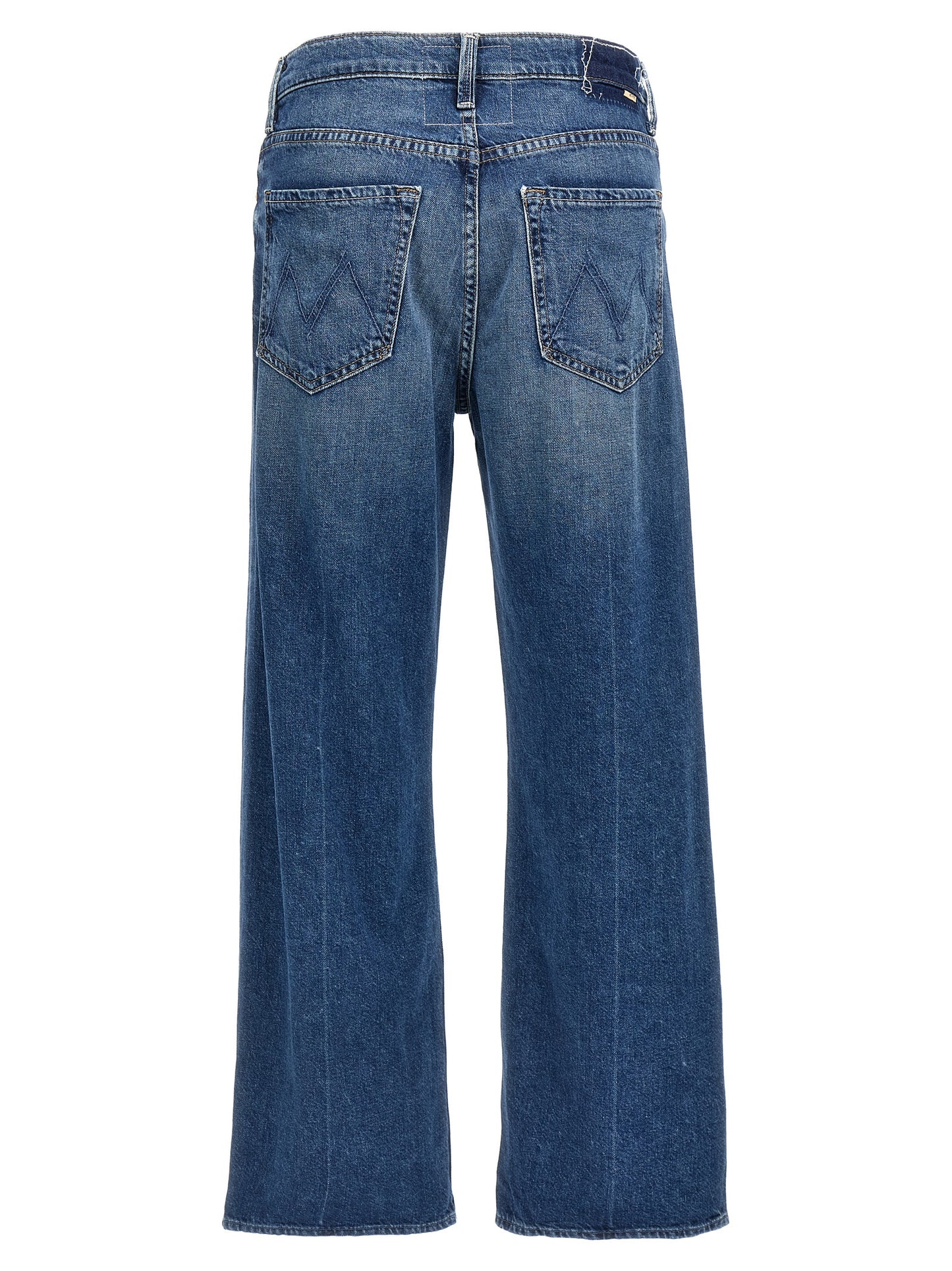 Jeans by Mother Denim for women in denim cotton blue presents a tailored silhouette, showcasing a tailored straight-leg & wide and long cut with a refined for a truly tailored aesthetic.