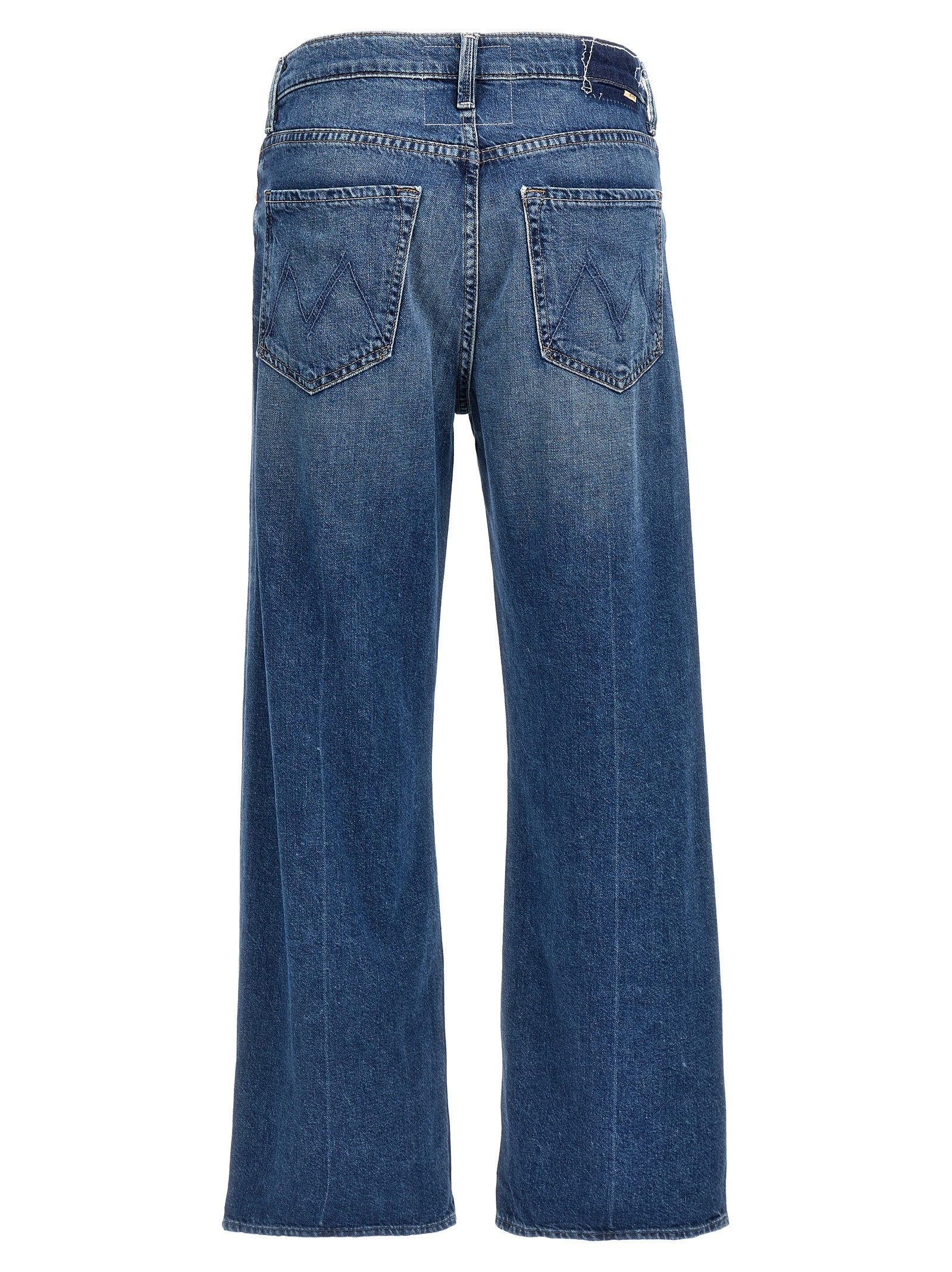 Jeans by Mother Denim for women in denim cotton blue presents a tailored silhouette, showcasing a tailored straight-leg & wide and long cut with a refined for a truly tailored aesthetic.