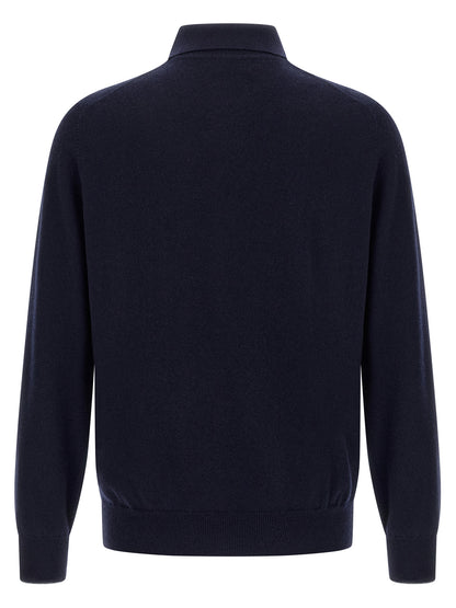 Brunello Cucinelli Blue Cashmere Polo Shirt