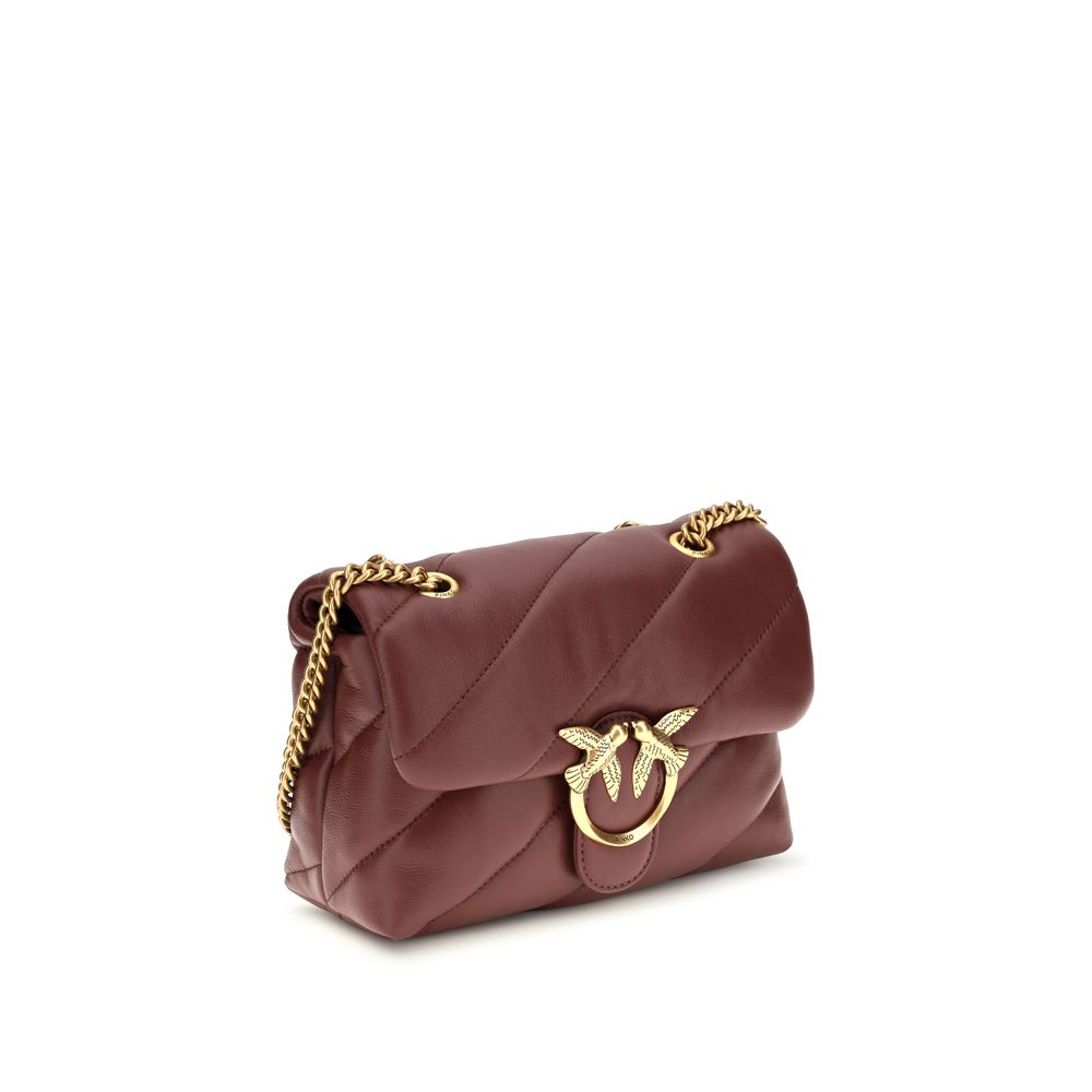 Mini 2-in-1 Shoulder & Crossbody Quilted Bag by PINKO for women in bos taurus calf leather bordeaux, gold & monogram features a effortless sophistication silhouette, secured by a magnetic & button with ample and versatile crossbody-strap & shoulder-strap for a effortless sophistication finish.