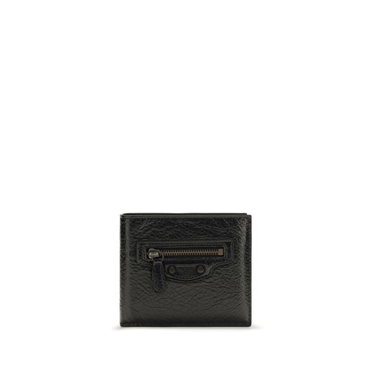 Cardholder Wallet by Balenciaga for men in leather & brass black showcases a refined silhouette, artfully detailed with the signature style of the Le City Leather & Brass Cardholder Wallet and functional card-organization.