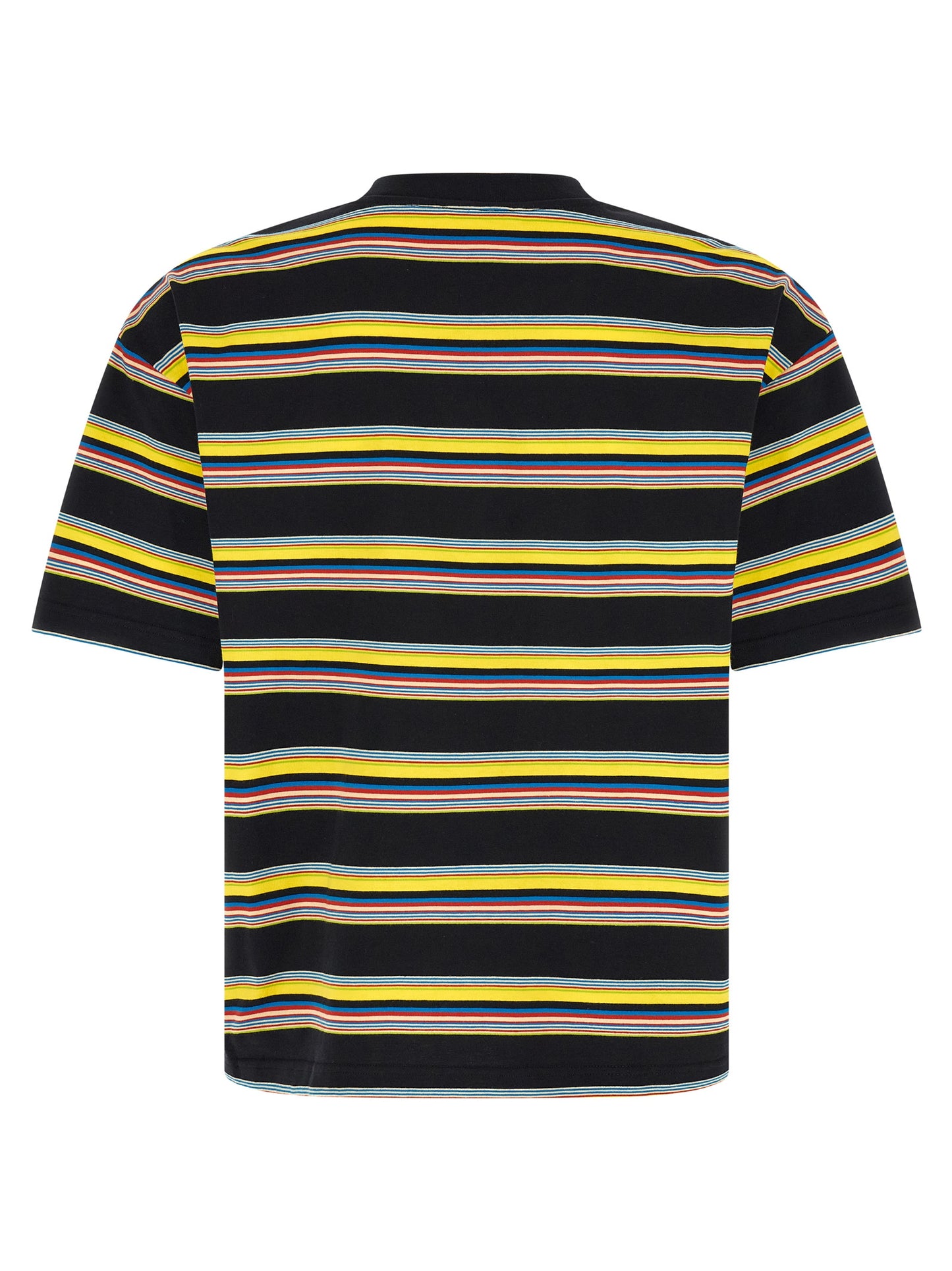 T-Shirt by Marni for men in cotton black, multicolor & striped features a plush silhouette, showcasing a sophisticated crew neckline and for a truly plush finish.